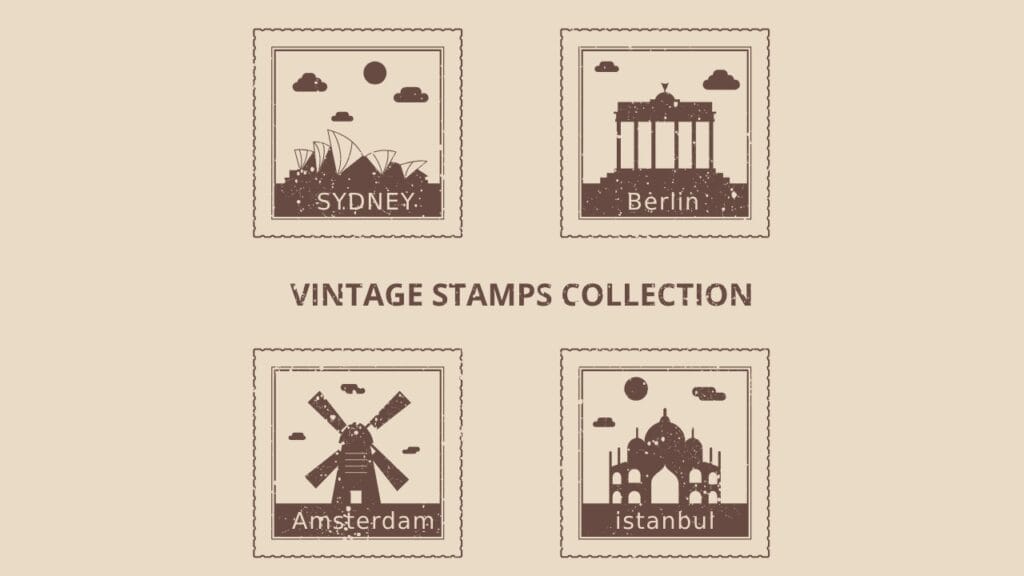 Stamp Collection Surge: Illustration of Vintage British Empire Stamps