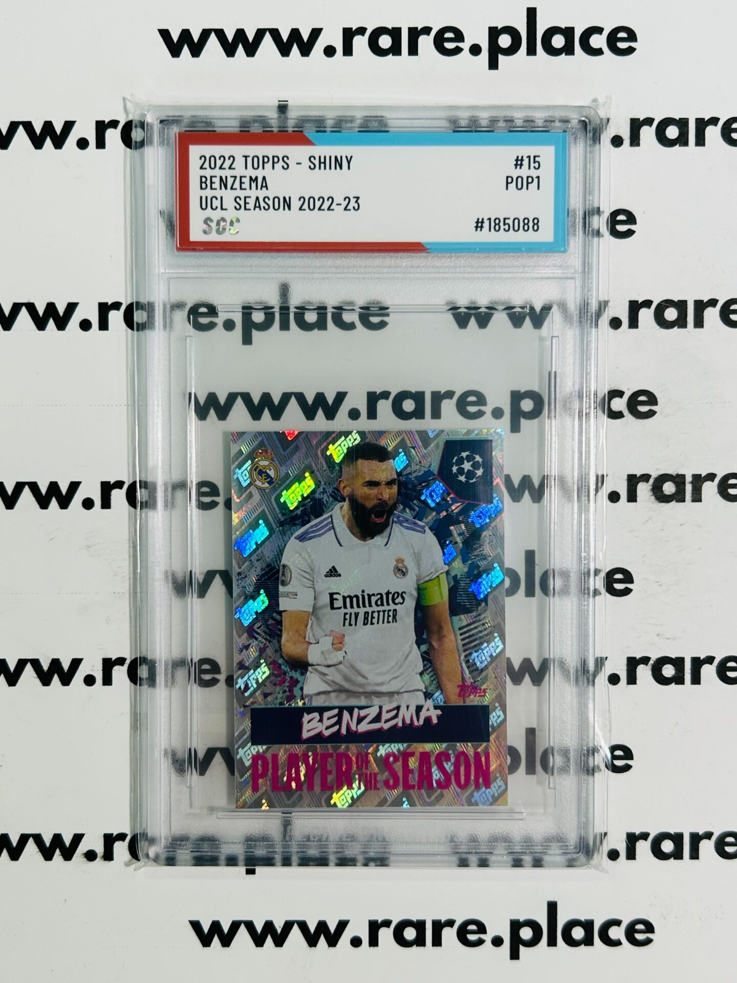 2022 Topps - Shiny Benzema UCL Season 2022-23 #15 SOC POP 1