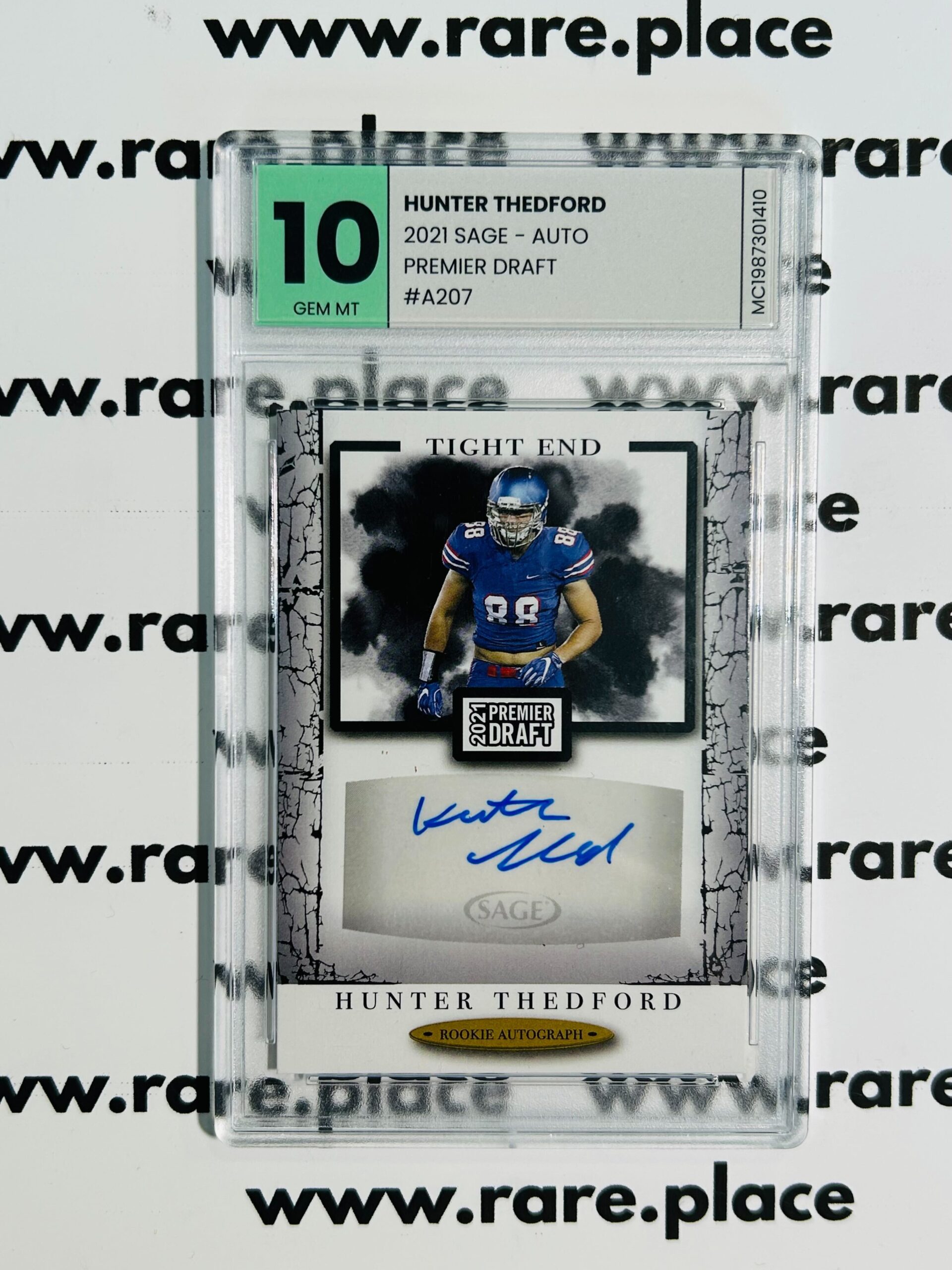 2021 Sage - Auto Hunter Thedford Premier Draft #A207 GEM MT 10