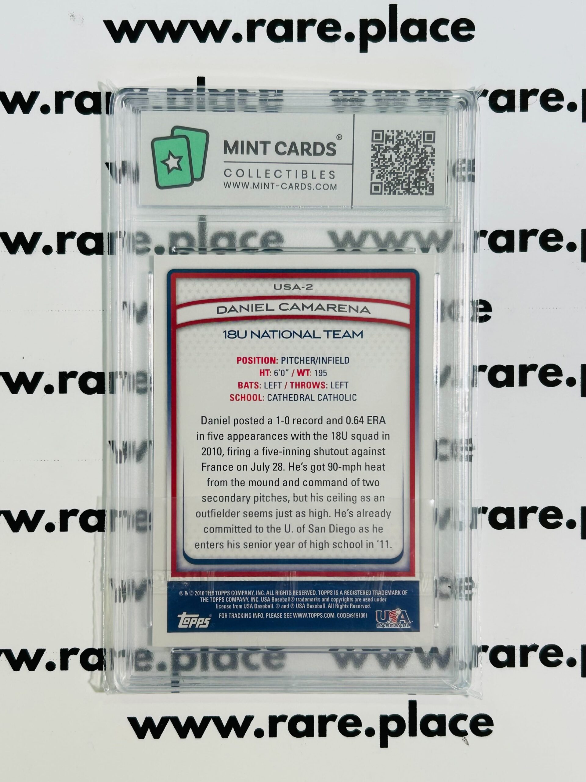 2010 Topps - Auto Daniel Camarena 18U National Team #USA-2 MT-GEM MT 9.5 - Image 2