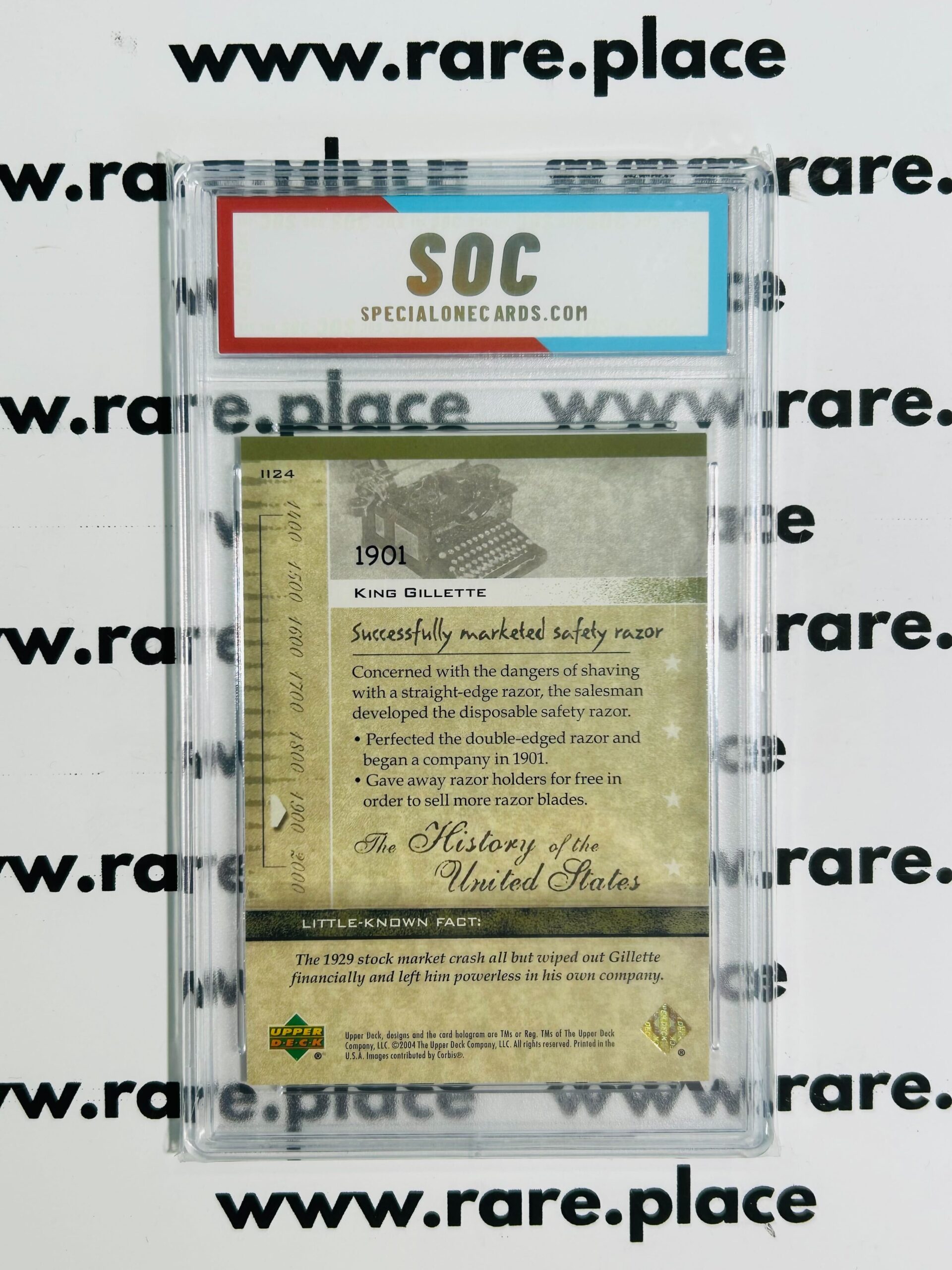 2004 Upper Deck King Gillette History Of The United States II24 SOC POP1 - Image 2