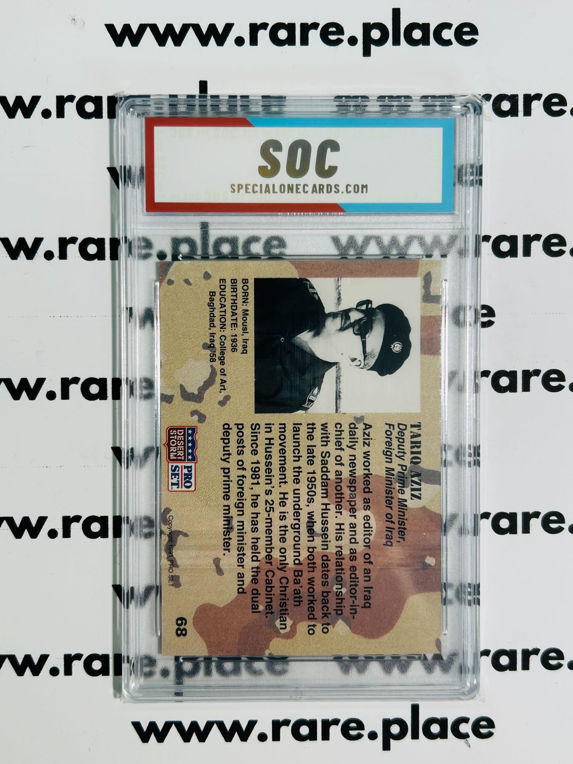 1991 Pro Set Tariq Aziz Desert Storm #68 SOC POP1 - Image 2