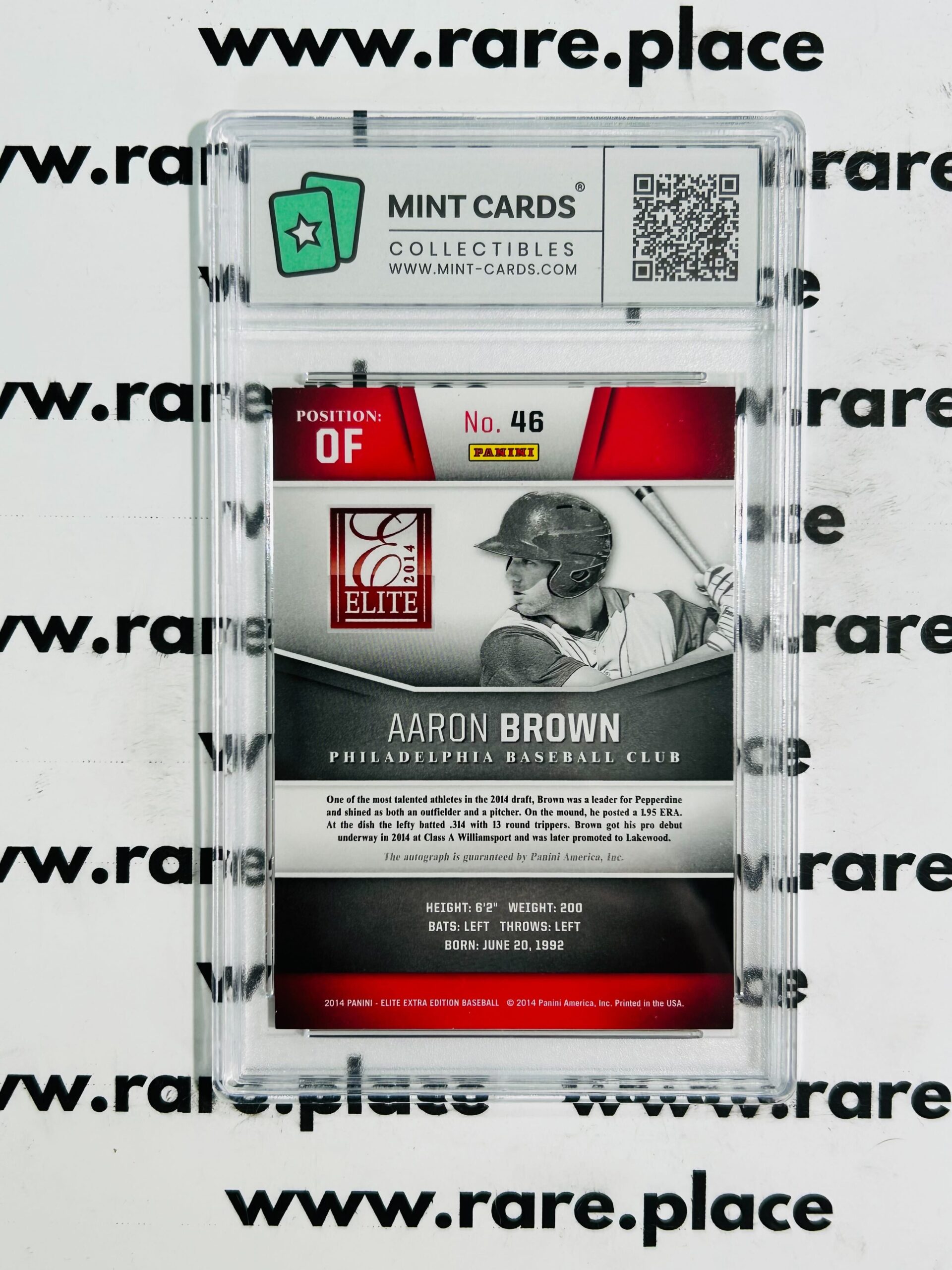 2014 Panini - Auto Aaron Brown Elite Extra Edition Baseball #46 MT-GEM MT 9.5 - Image 2