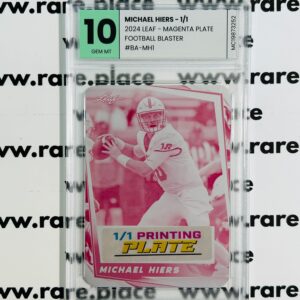 2024 Leaf Michael Hiers 1/1 Football Blaster #BA-MH1 GEM MT 10 - Magenta Plate