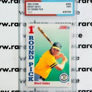 1992 Score Brent Gates 1ST Round Pick #805 SOC POP1