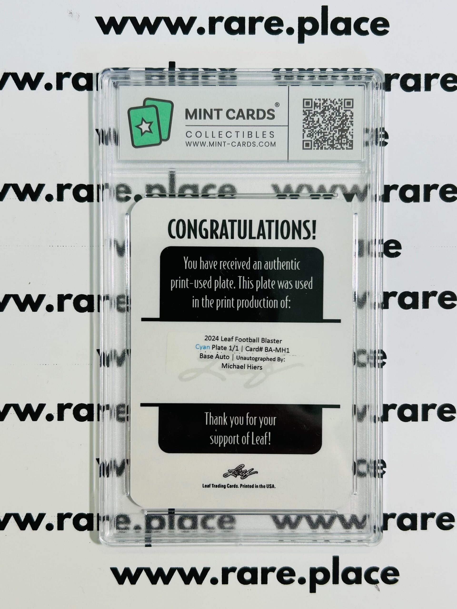 2024 Pro Set Michael Hiers 1/1 Football Blaster #BA-XL1 GEM MT 10 - Cyan Plate - Image 2