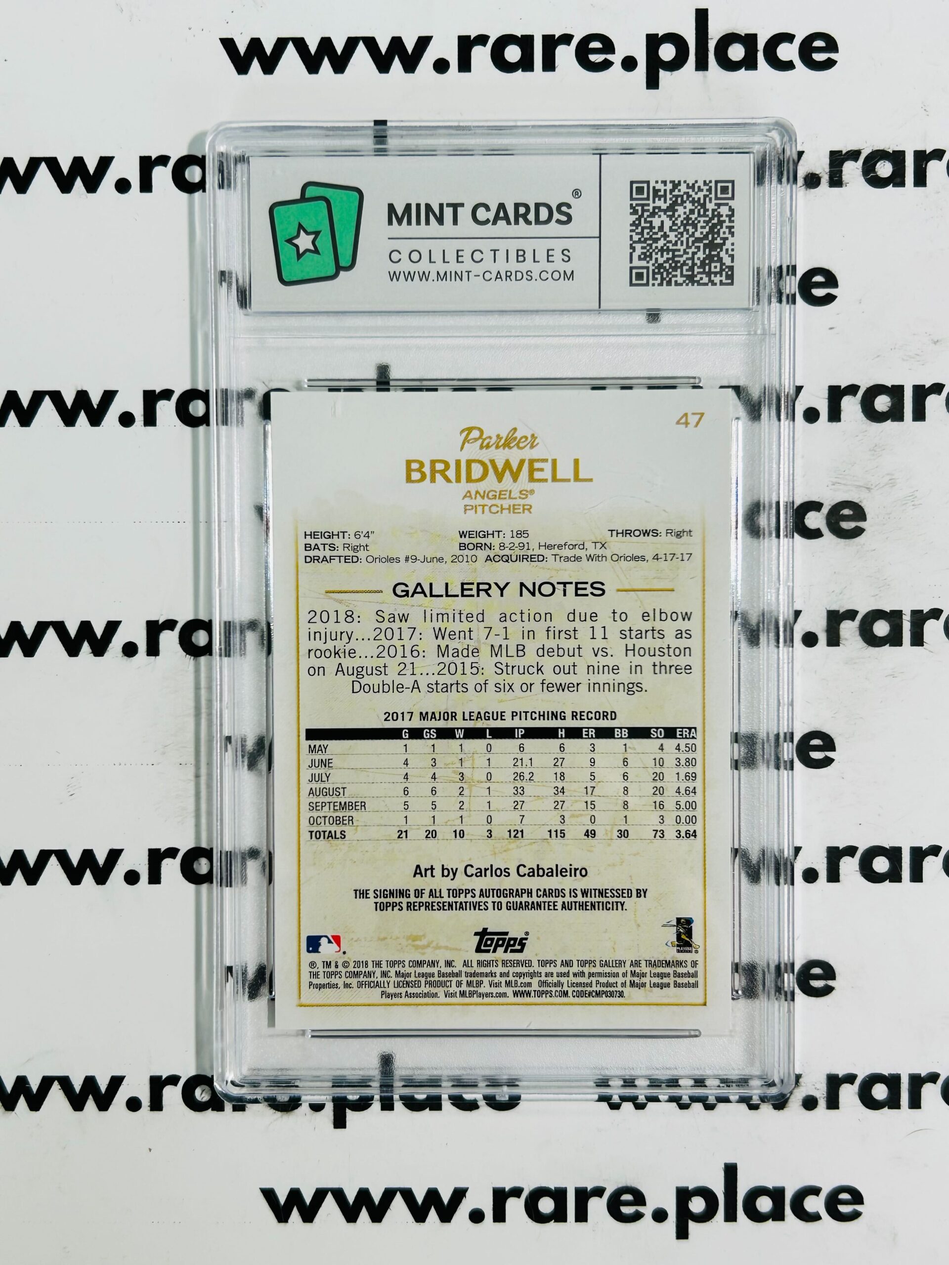 2018 Topps Gallery - Auto Parker Bridwell #47 GEM MT 10 - Image 2