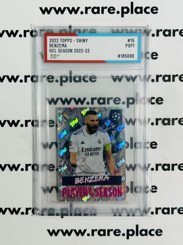 2022 Topps – Shiny Benzema UCL Season 2022-23 #15 SOC POP 1