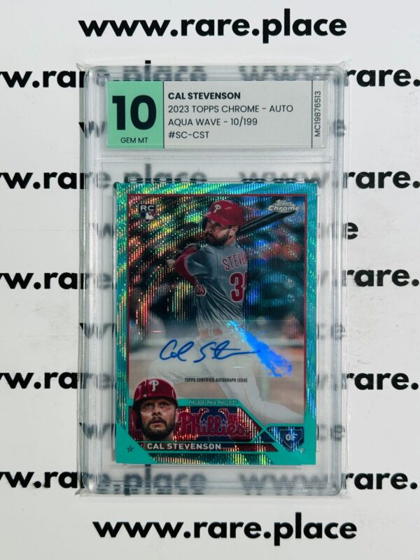 2023 Topps Chrome – Auto Cal Stevenson Aqua Wave – 10/199 #SC-CST GEM MINT 10