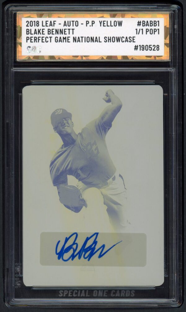 2018 LEAF #BABB1 BLAKE BENNETT PERFECT GAME NATIONAL SHOWCASE SOC POP1