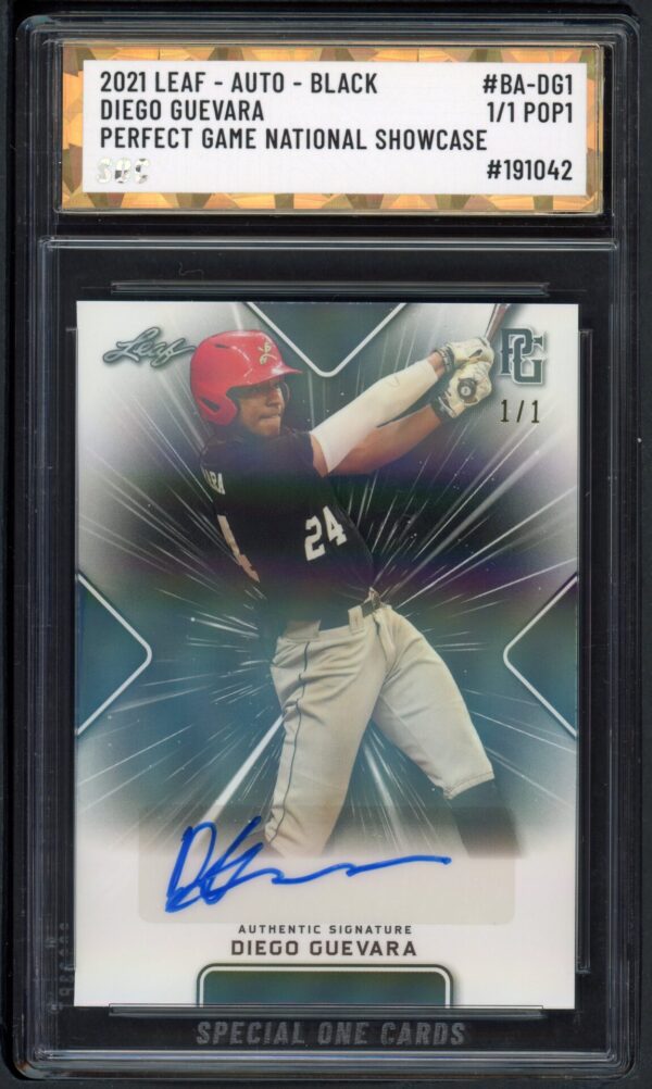 2021 LEAF #BA-DG1 DIEGO GUEVARA PERFECT GAME NATIONAL SHOWCASE SOC POP1