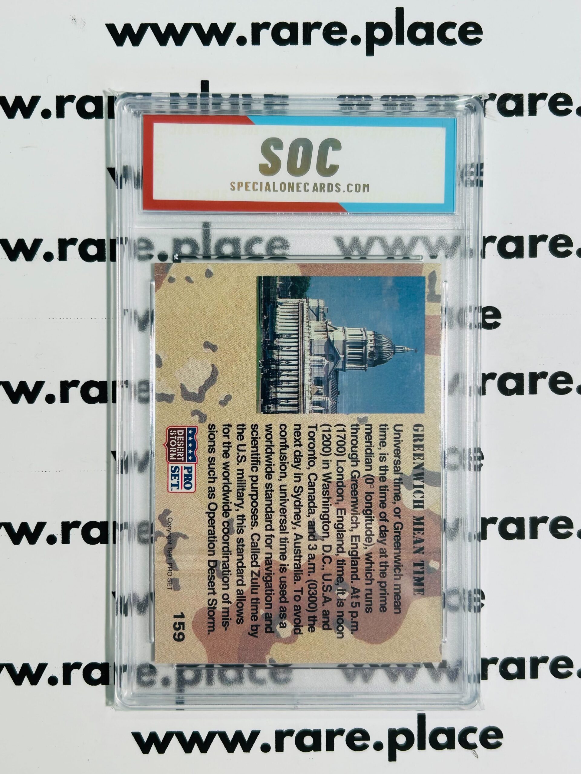 1991 Pro Set Greenwich Mean Time Desert Storm #159 SOC POP1 - Image 2