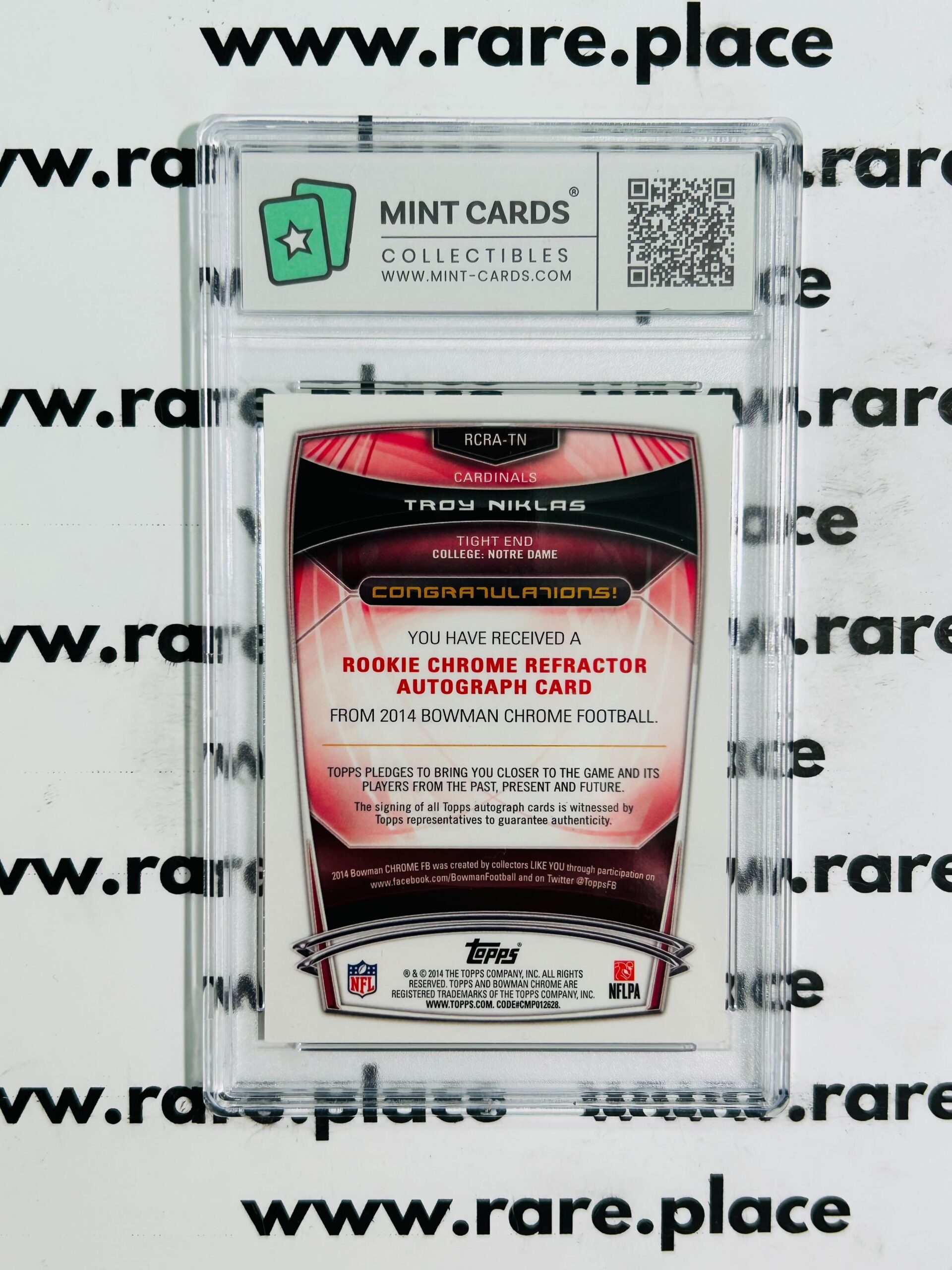 2014 Topps Chrome - Auto Troy Niklas #RCRA-TN GEM MT 10 - Image 2