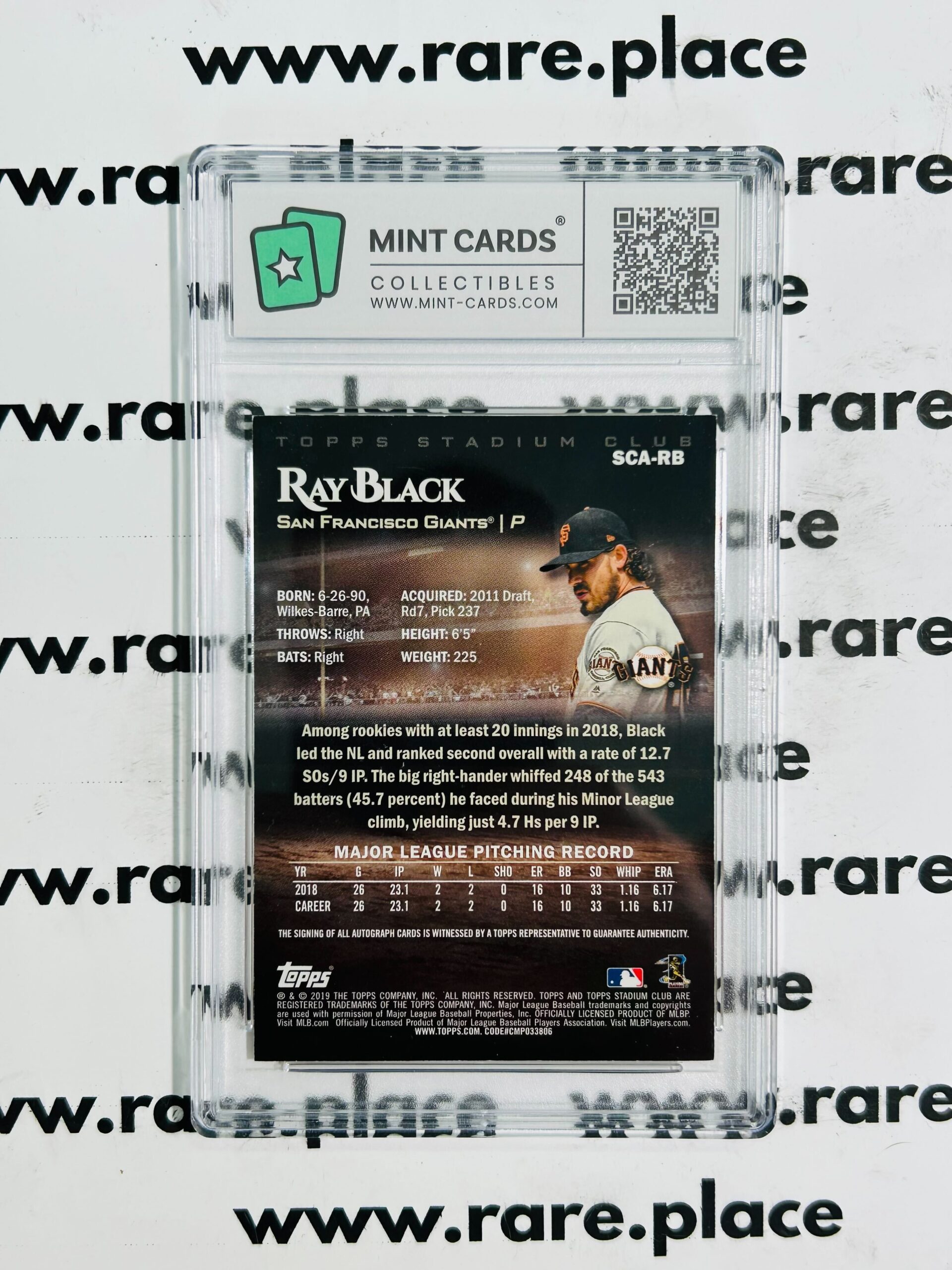 2019 Topps - Auto Ray Black Stadium Club #SCA-RB MT-GEM MT 9.5 - Image 2