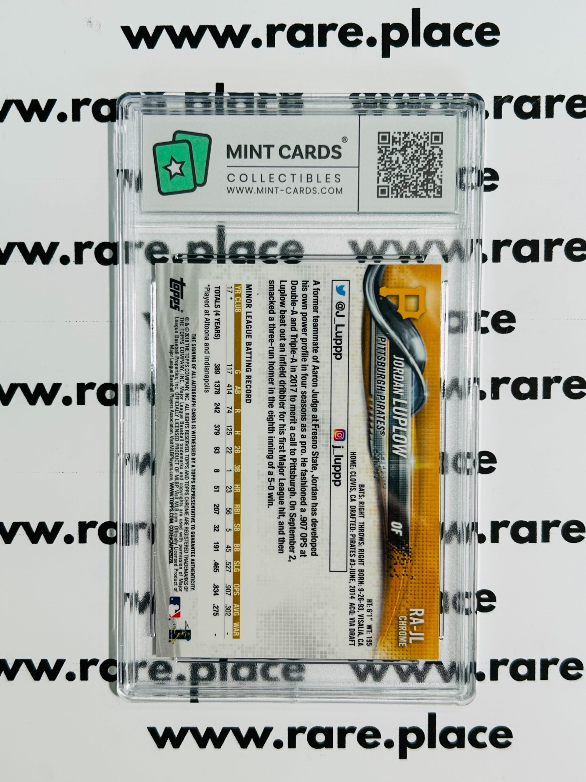 2018 Topps Chrome - Auto Jordan Luplow #RA-JL GEM MT 10 - Image 2