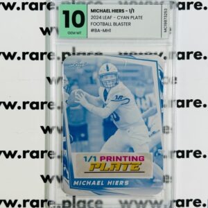 2024 Pro Set Michael Hiers 1/1 Football Blaster #BA-XL1 GEM MT 10 - Cyan Plate