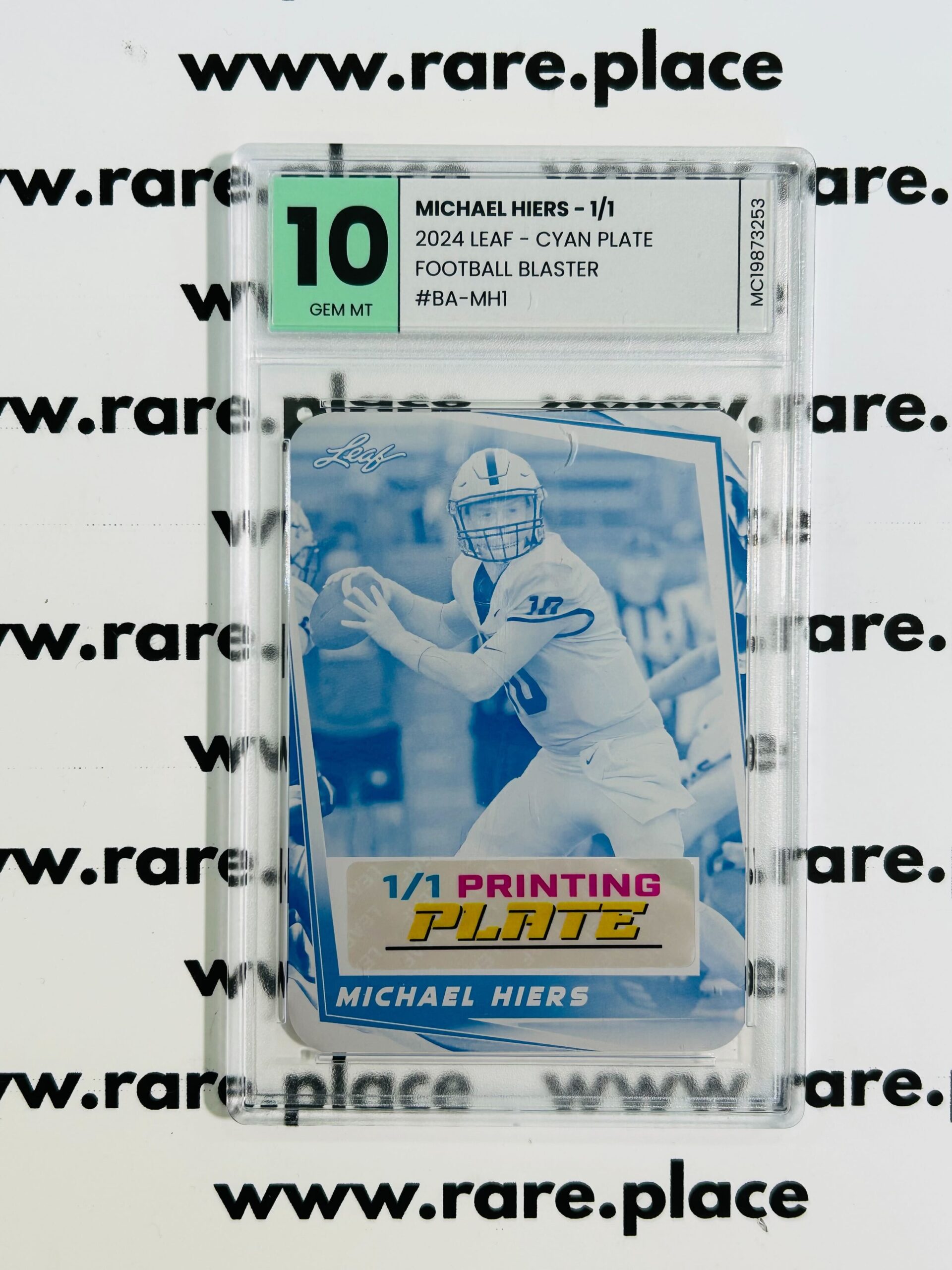 2024 Pro Set Michael Hiers 1/1 Football Blaster #BA-XL1 GEM MT 10 - Cyan Plate