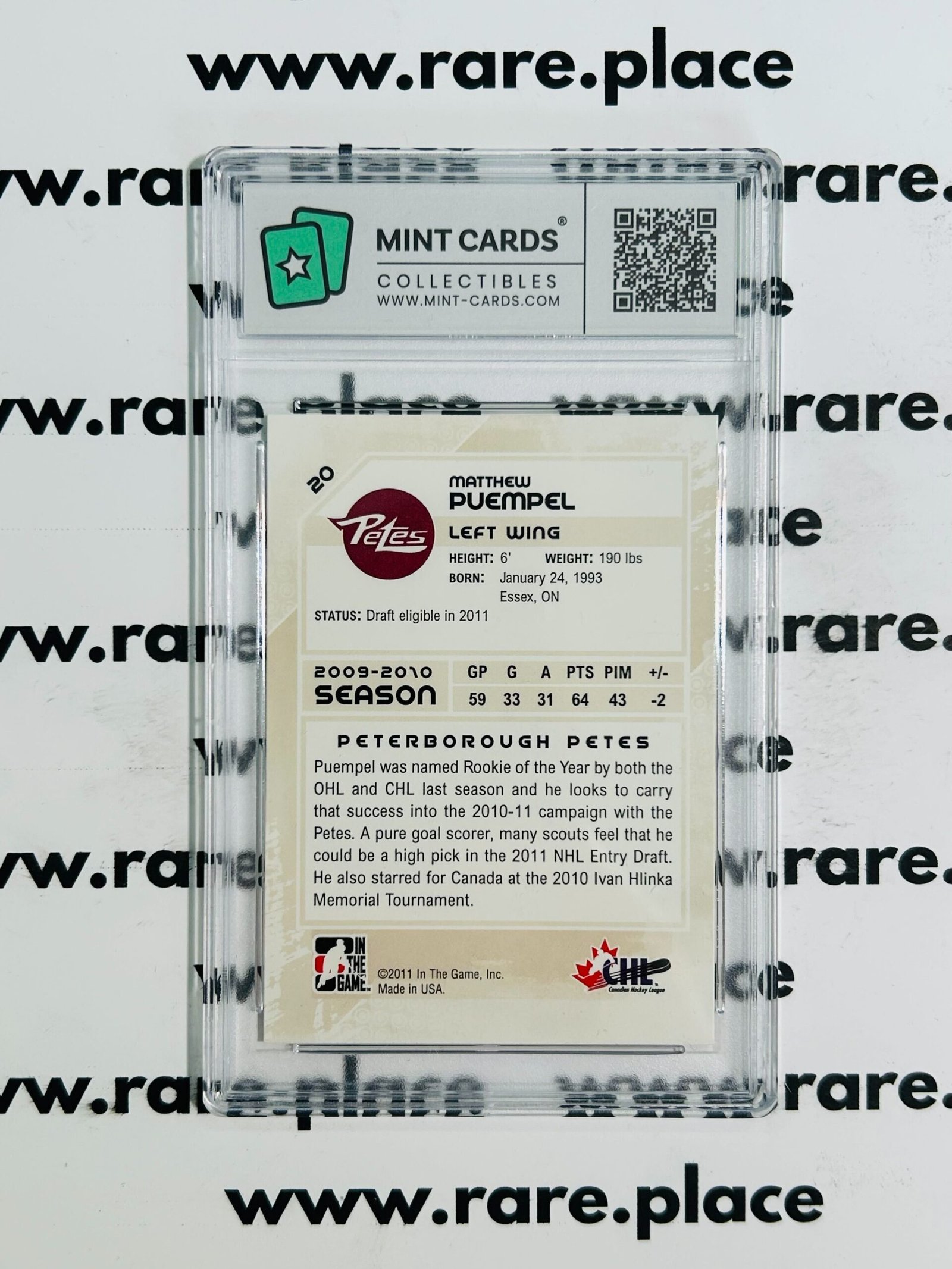 2011 Upper Deck - Auto Matthew Puempel #20 Mint 9 - Image 2