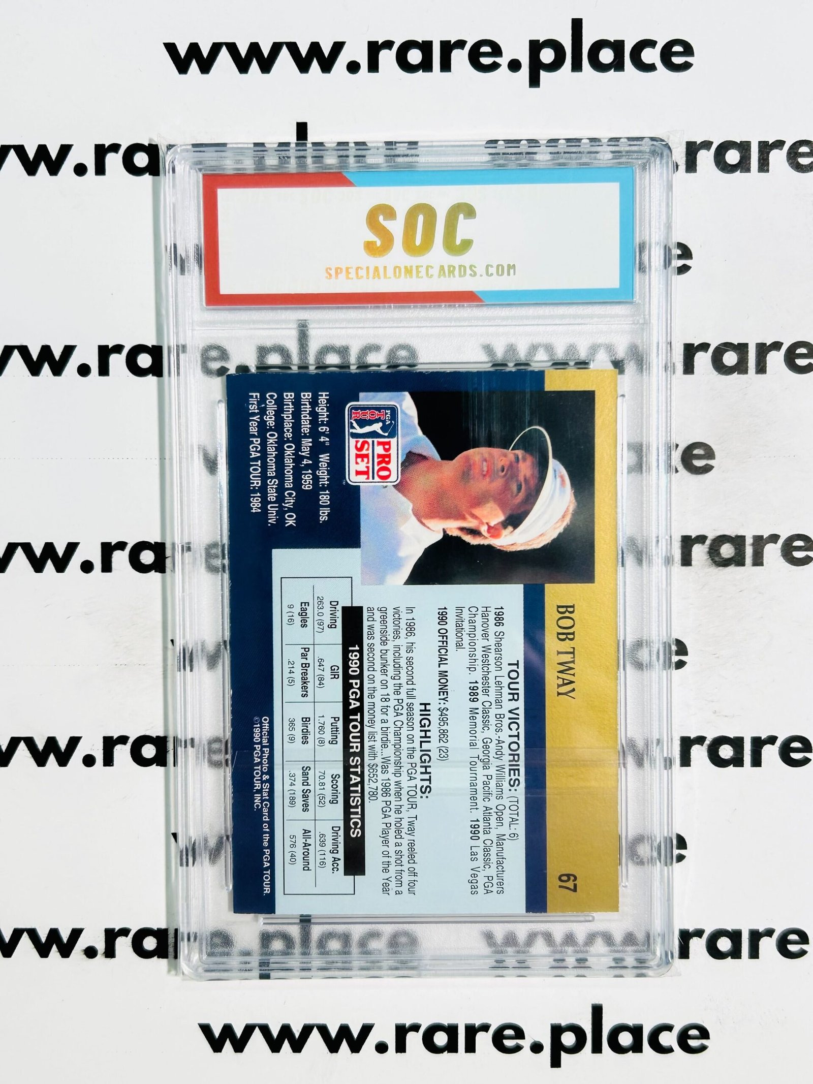 1990 Pro Set Bob Tway PGA Tour #67 SOC POP 1 - Image 2