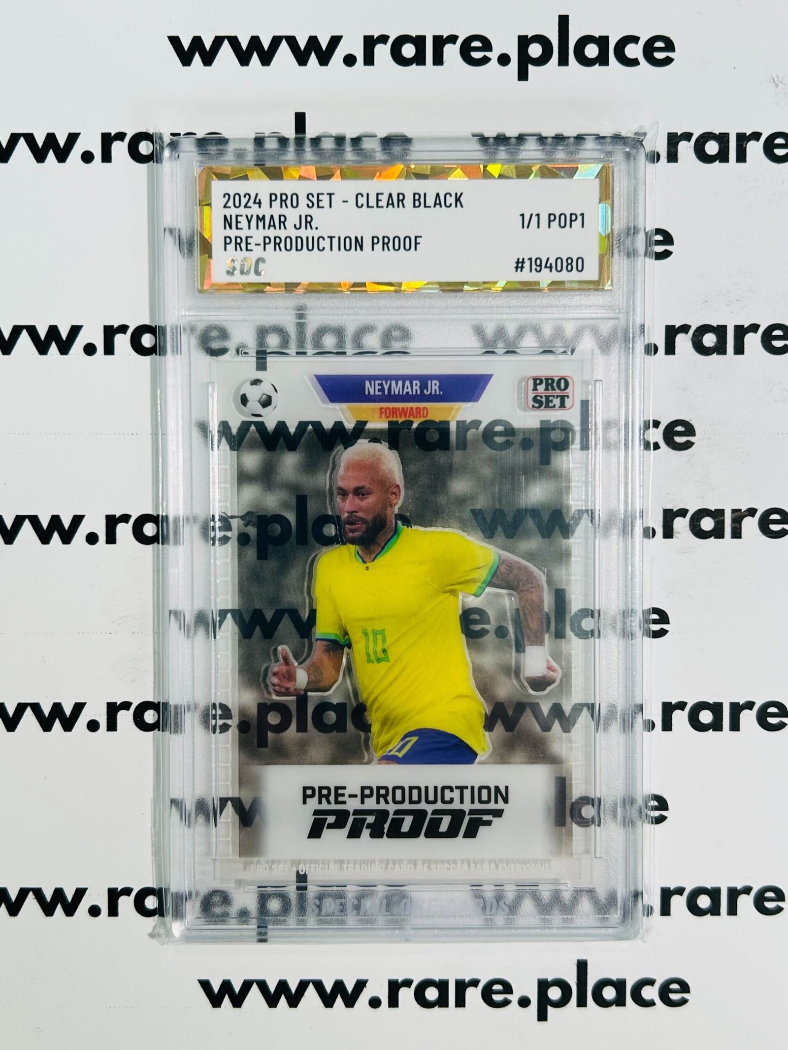 2024 Pro Set – Clear Black Neymar Jr. Pre-Production Proof 1/1 SOC POP1
