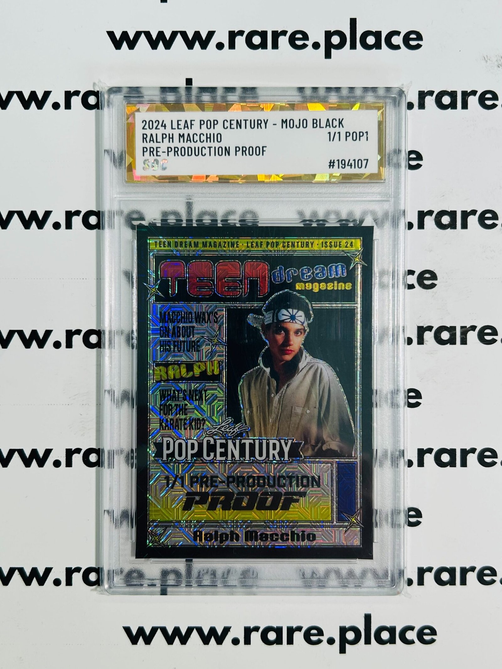 2024 Leaf Pop Century – Mojo Black Ralph Macchio Pre-Production Proof 1/1 SOC POP1