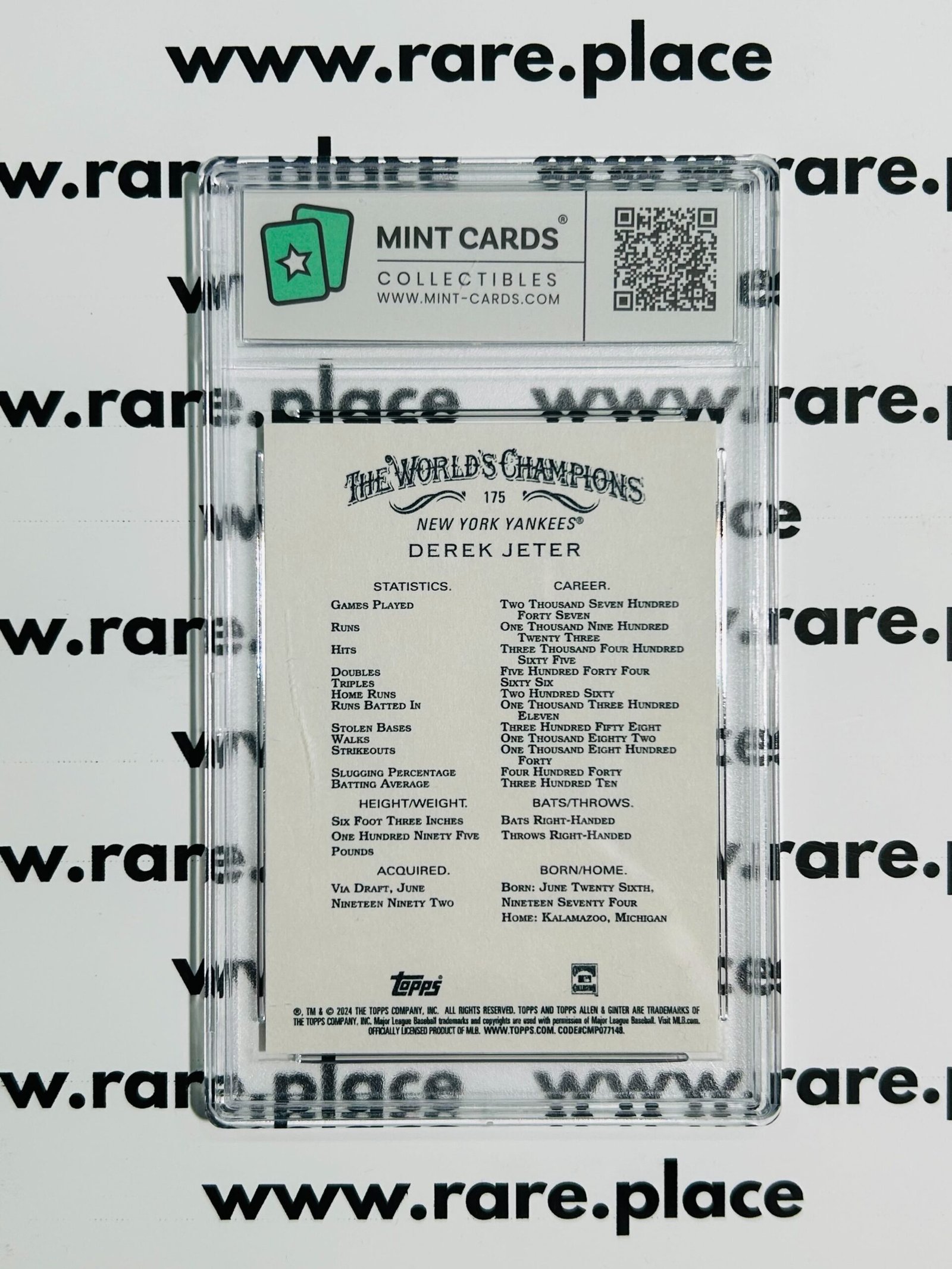2024 Topps Allen & Ginter Derek Jeter The World's Champions #175 GEM MINT 10 - Image 2