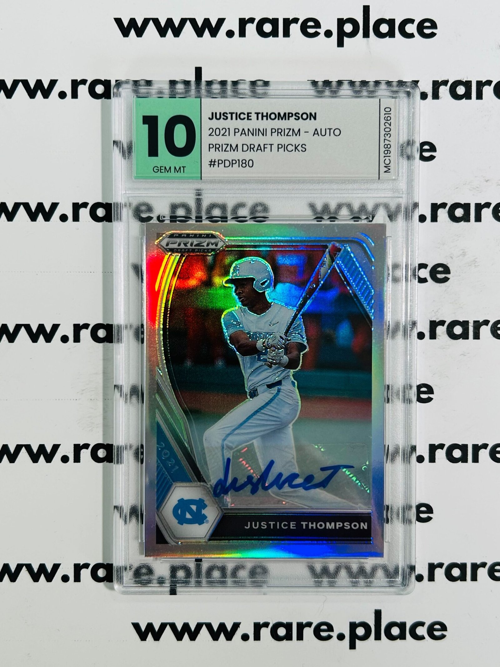 2021 Panini Prizm - Auto Justice Thompson Prizm Draft Picks #PDP180 GEM MT 10