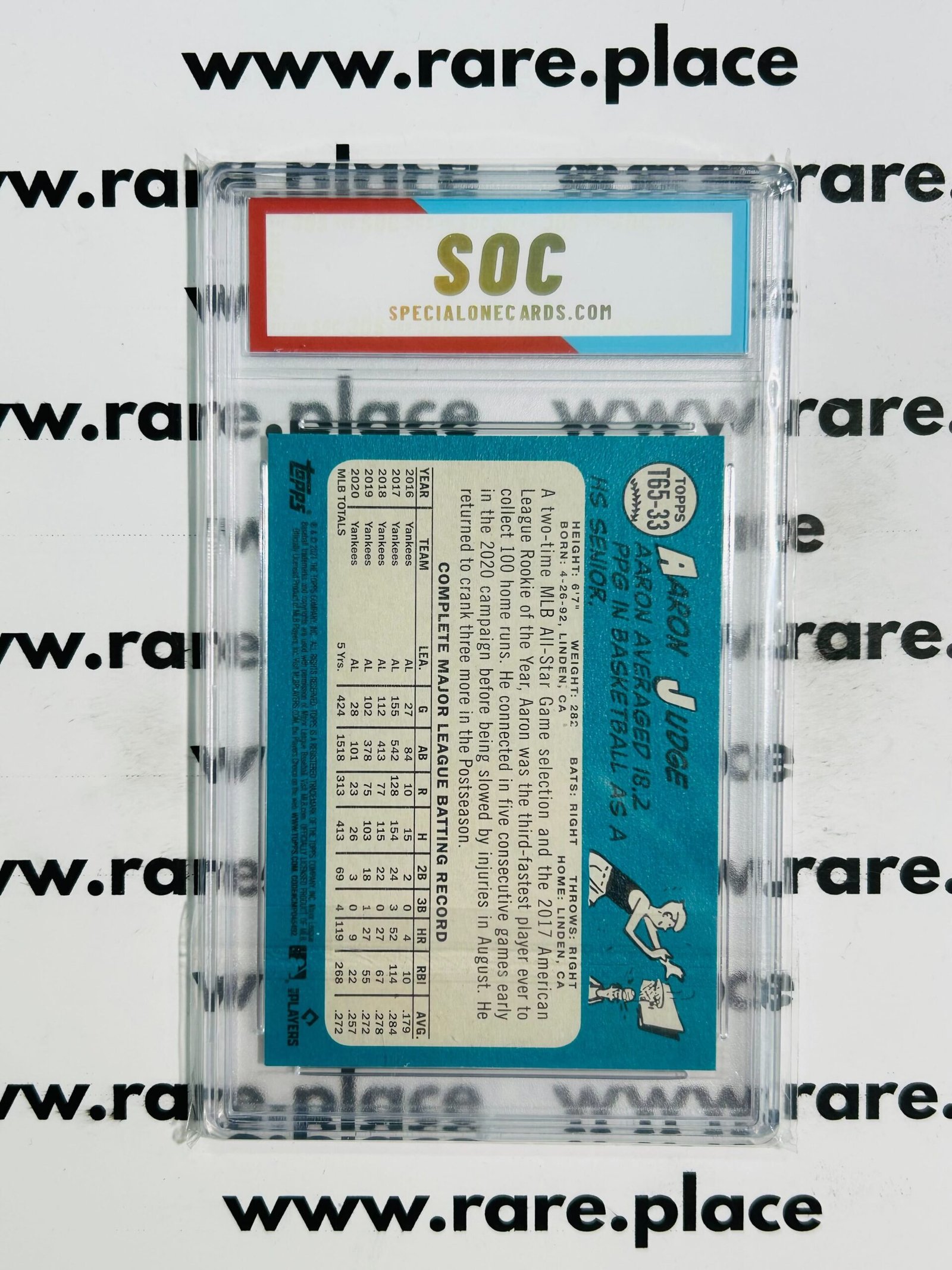 2021 Topps Aaron Judge 1965 Topps Redux #T65-33 SOC POP 1 - Image 2