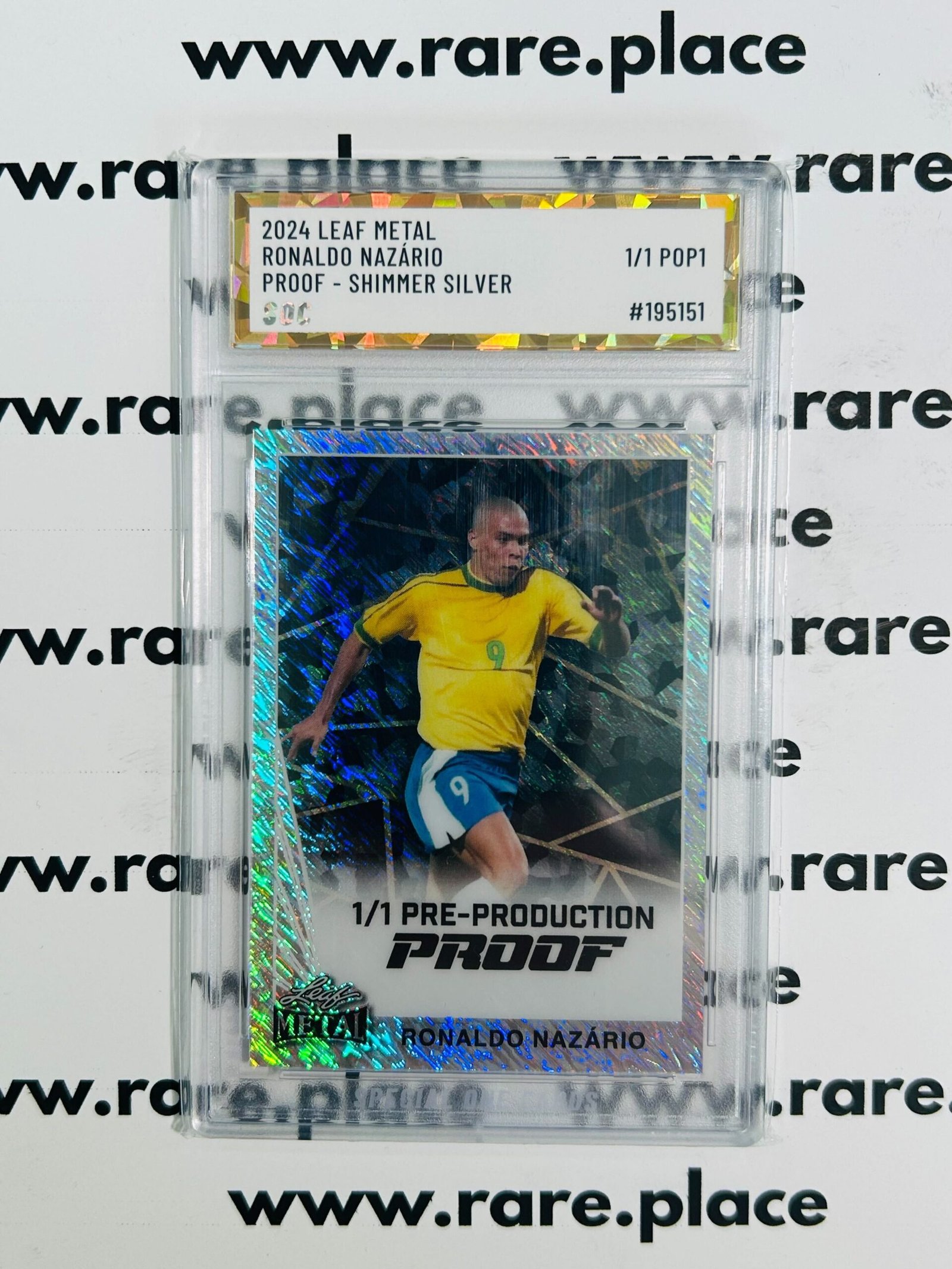 2024 Leaf Metal Ronaldo Nazário Proof – Shimmer Silver 1/1 SOC POP1