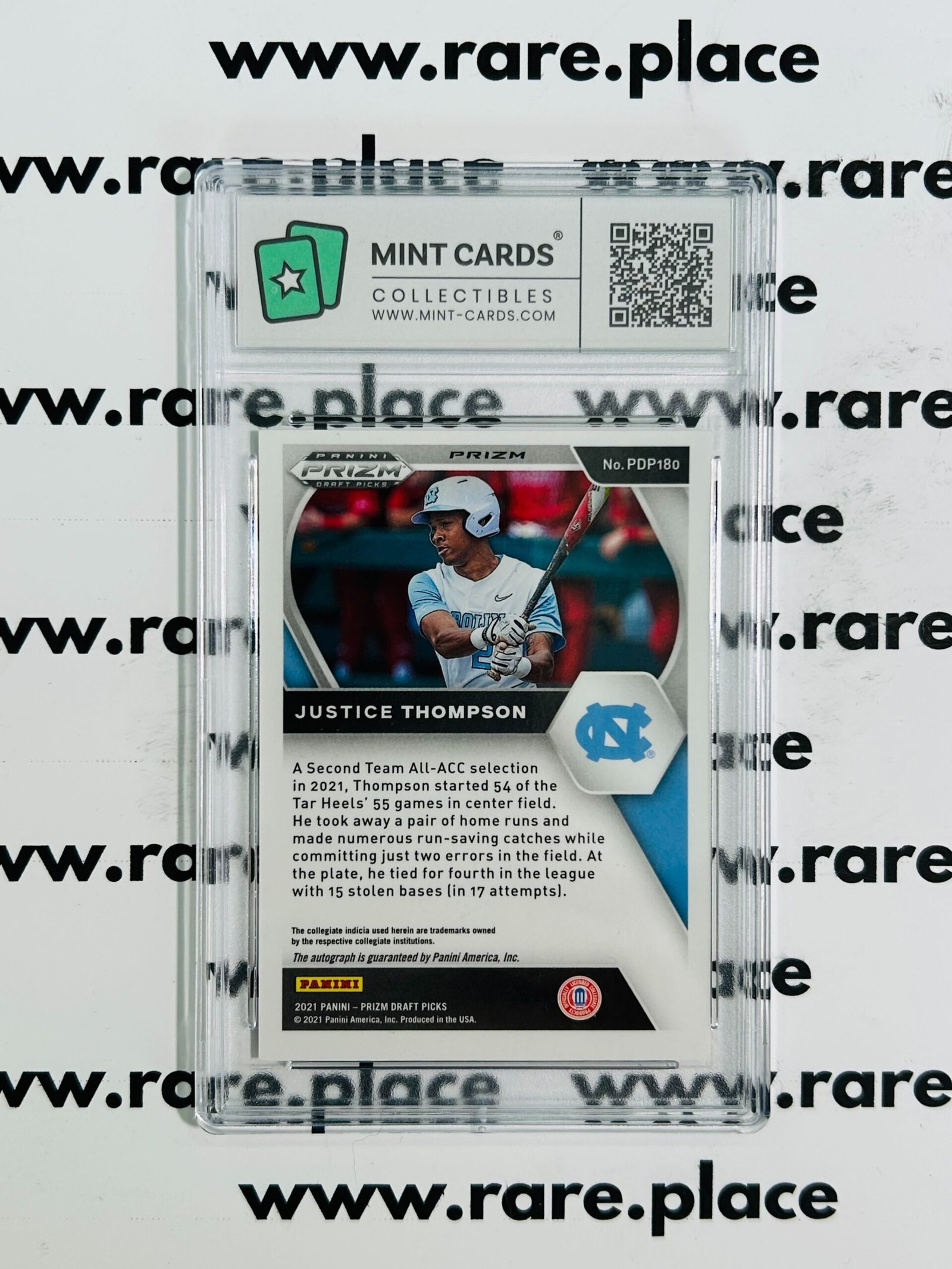 2021 Panini Prizm - Auto Justice Thompson Prizm Draft Picks #PDP180 GEM MT 10 - Image 2