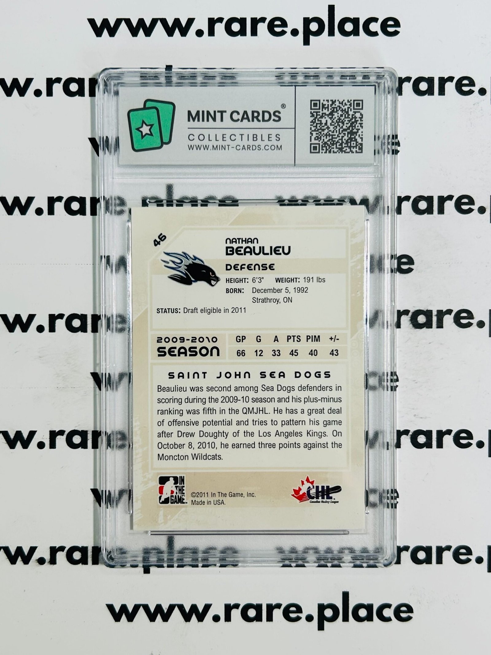 2011 Upper Deck - Auto Nathan Beaulieu #46 Mint 9 - Image 2