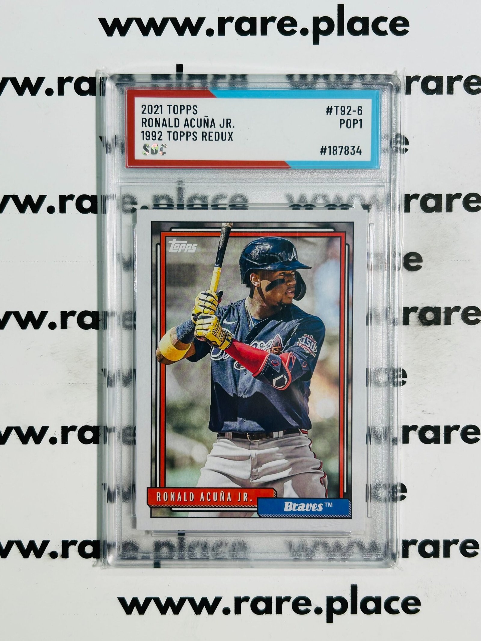 2021 Topps Ronald Acuña Jr. 1992 Topps Redux #T92-6 SOC POP 1