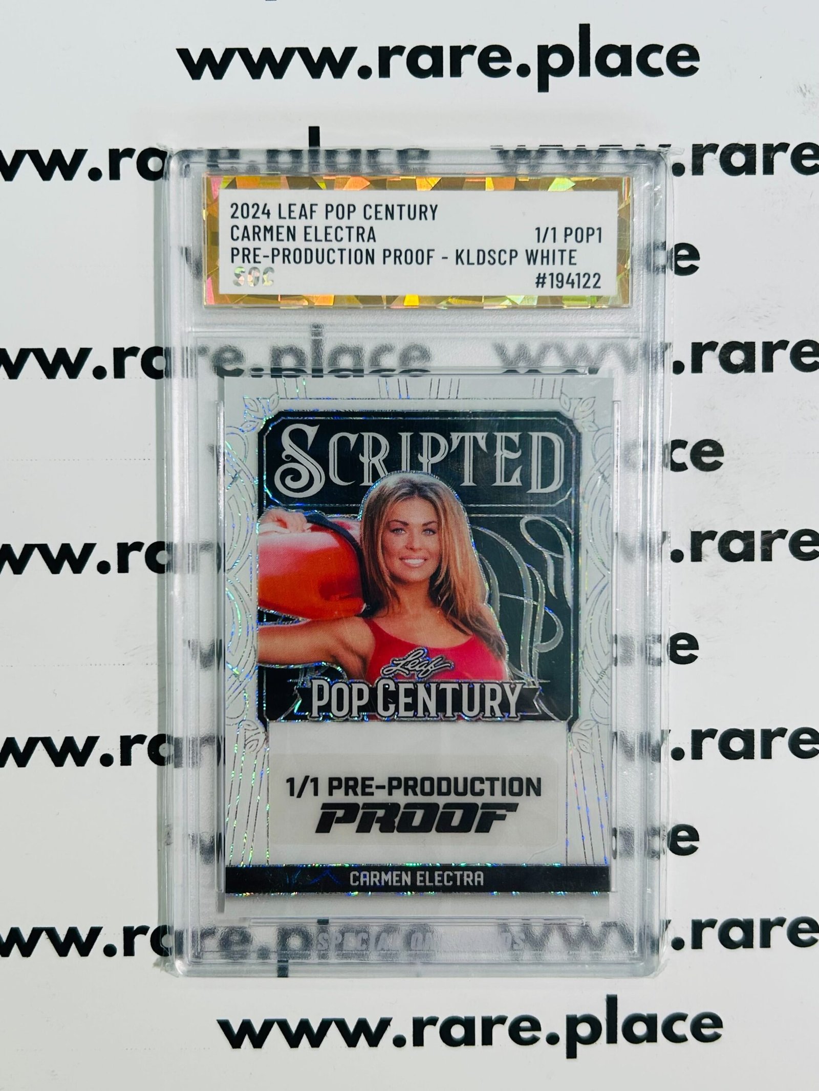 2024 Leaf Pop Century Carmen Electra Pre-Production Proof – KLDSCP White 1/1 SOC POP1
