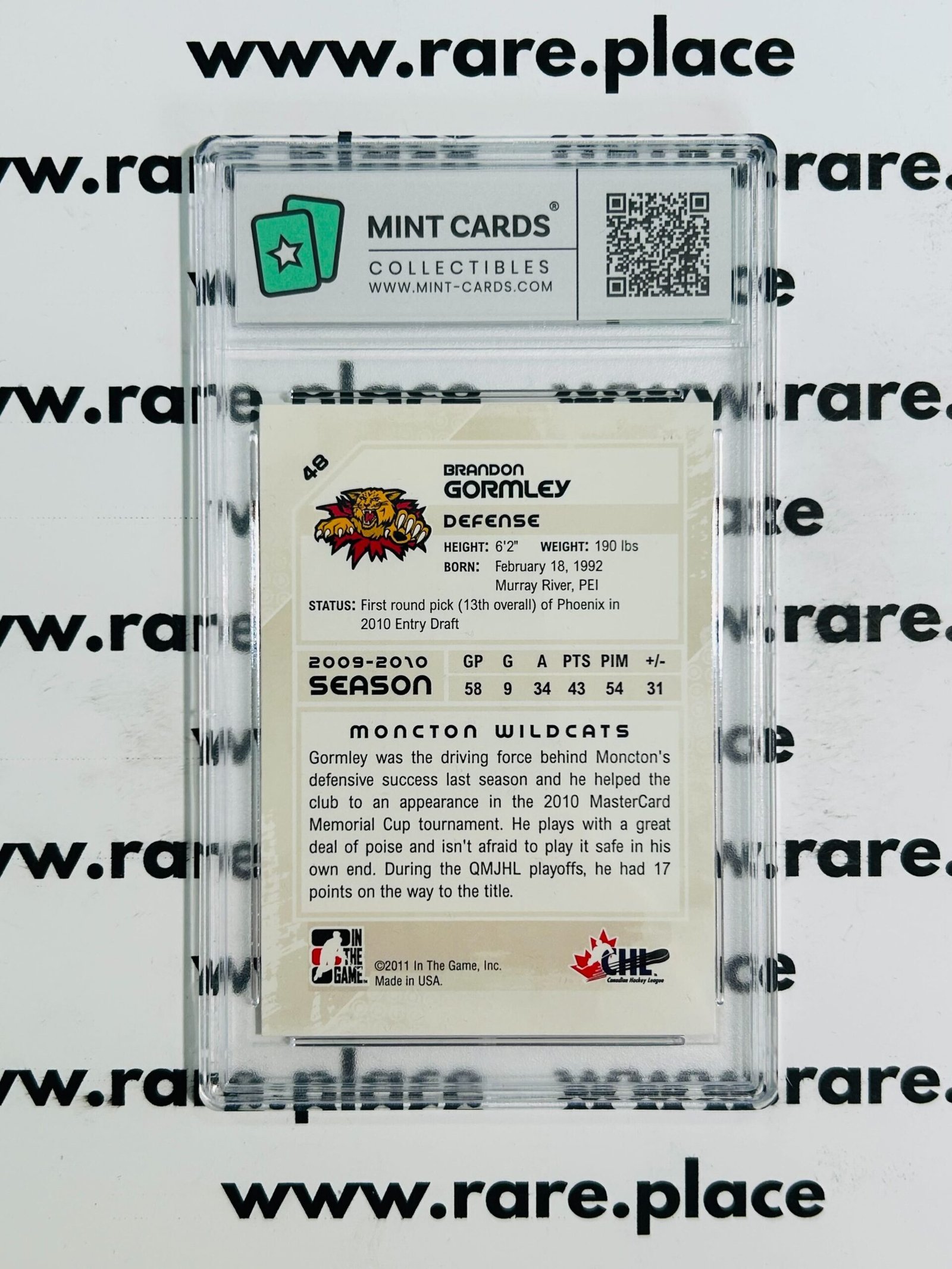 2011 Upper Deck - Auto Brandon Gormley #48 Mint 9 - Image 2