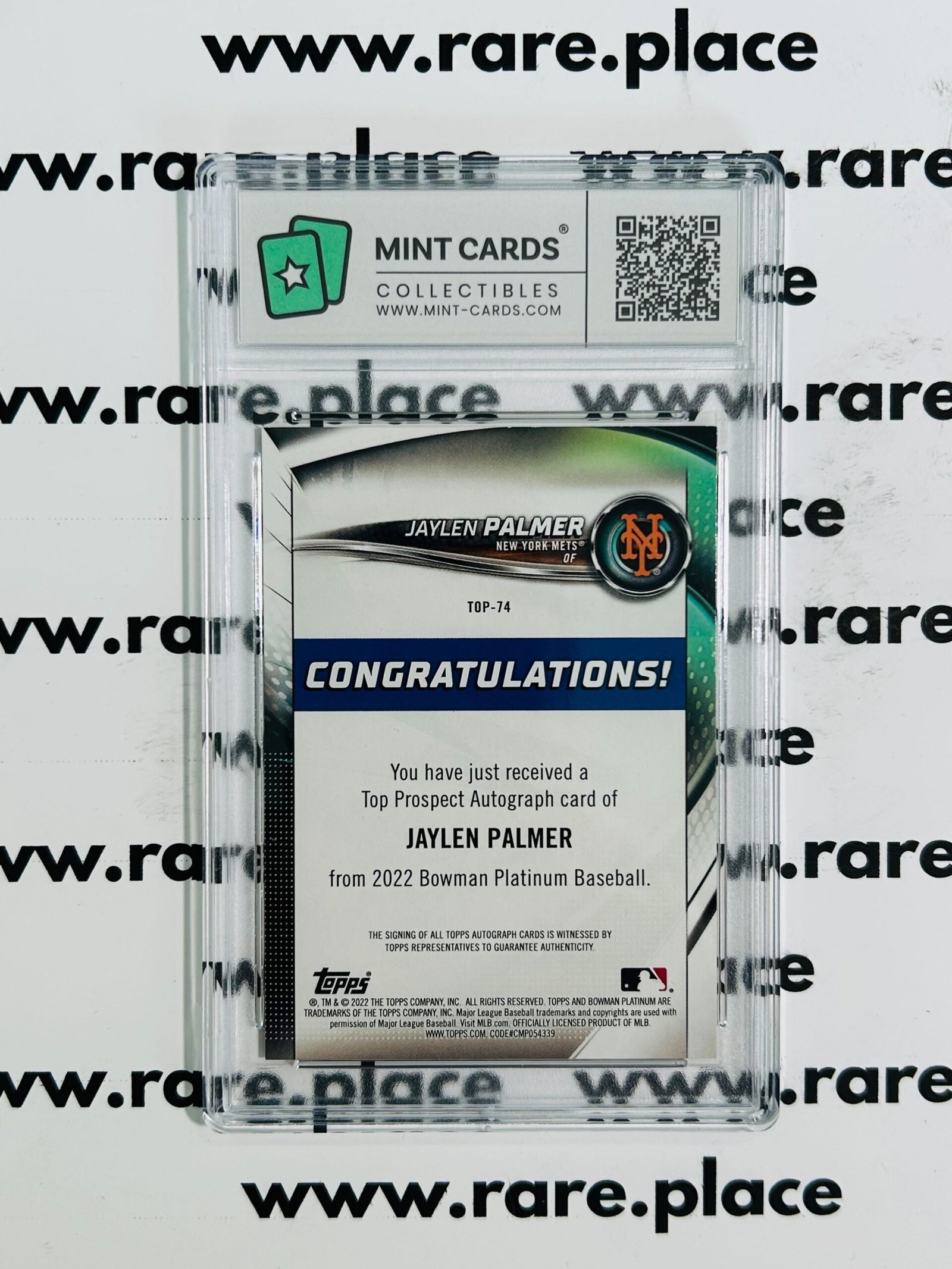 2022 Topps Bowman Jaylen Palmer Bowman Platinium Baseball #TOP-74 MINT 9 - Image 2