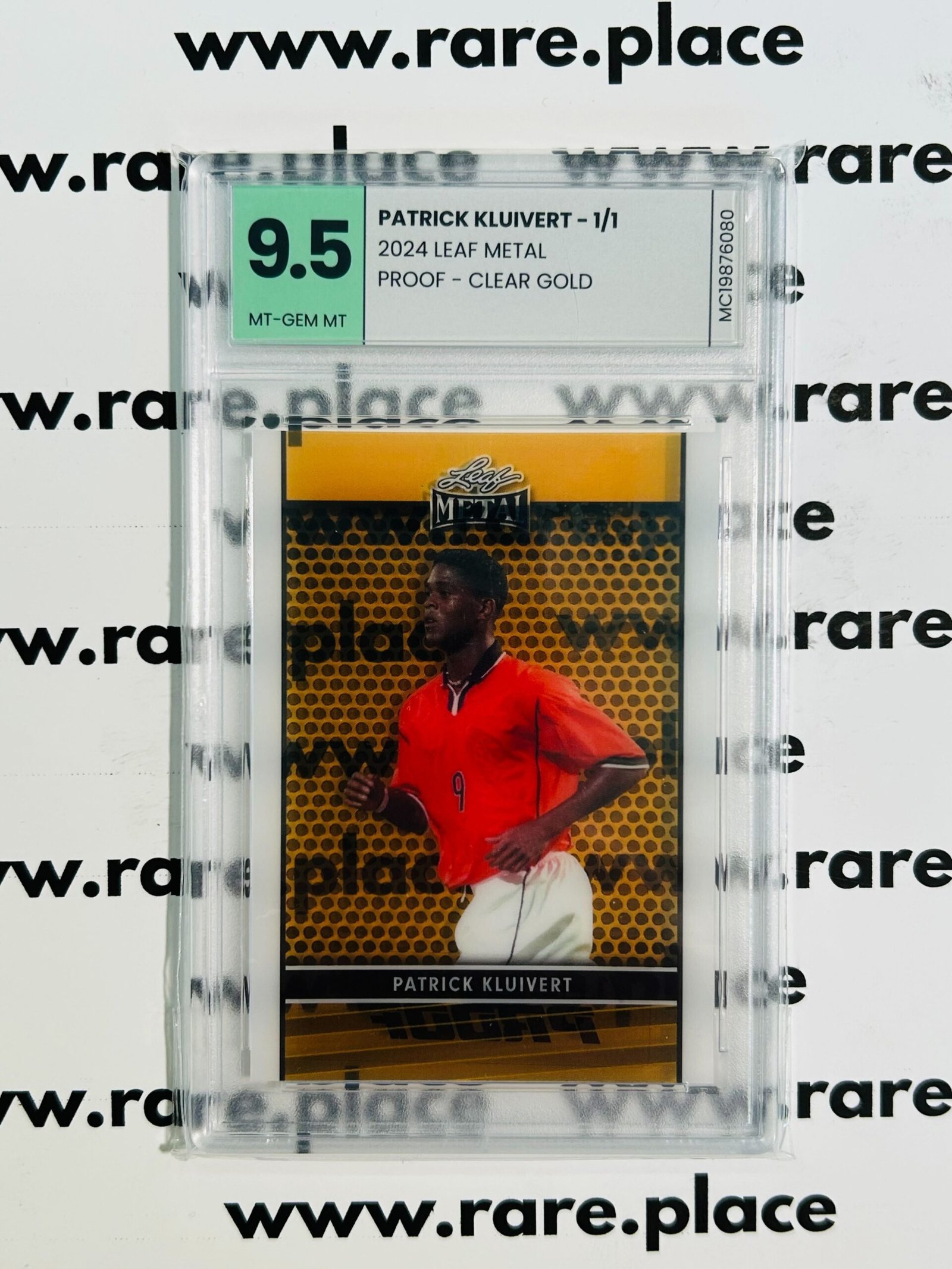 2024 Leaf Metal – Patrick Kluivert 1/1 Proof Clear Gold MT-GEM MT 9.5