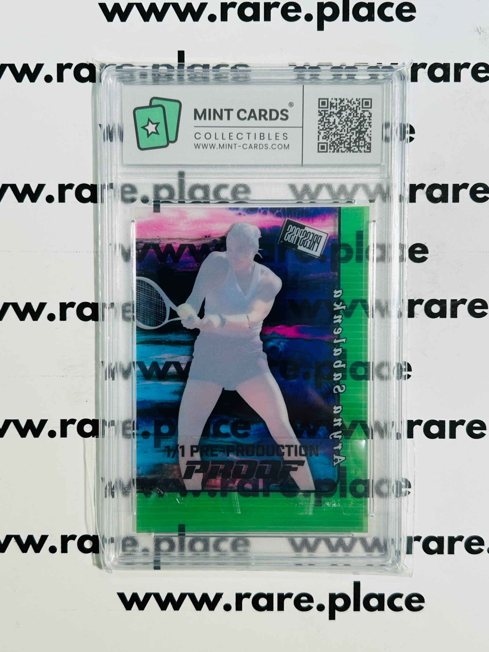 2024 Leaf Press Pass – Aryna Sabalenka 1/1 Proof Clear Green GEM MINT 10 - Image 2